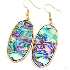 Abalone Shell Gold Pendant Earrings￥￥
